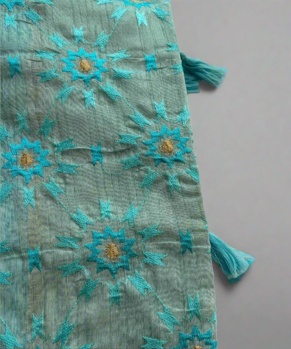 Sea Blue Colored Saree