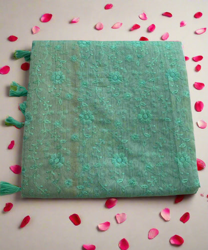 Sea Green Colored Saree