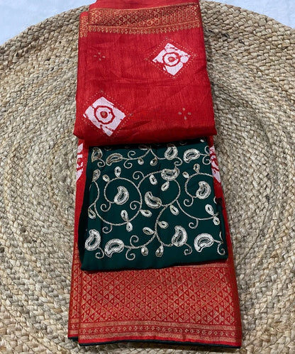 Red Bandhej Saree Online
