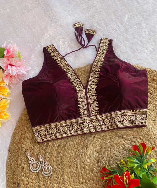Purple Colored Embroidered Blouse