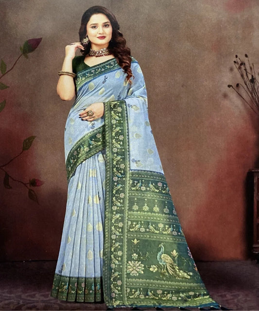 Printed Saree with Peacock Design – Formal Office Saree