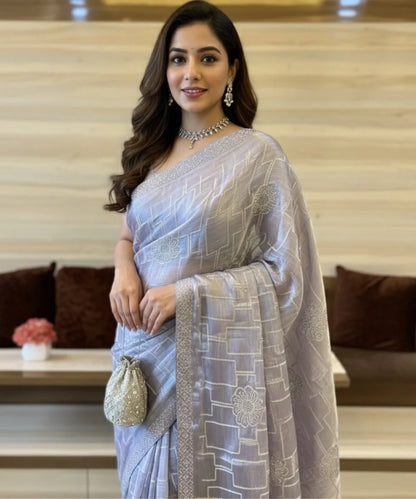 Grey Organza Saree