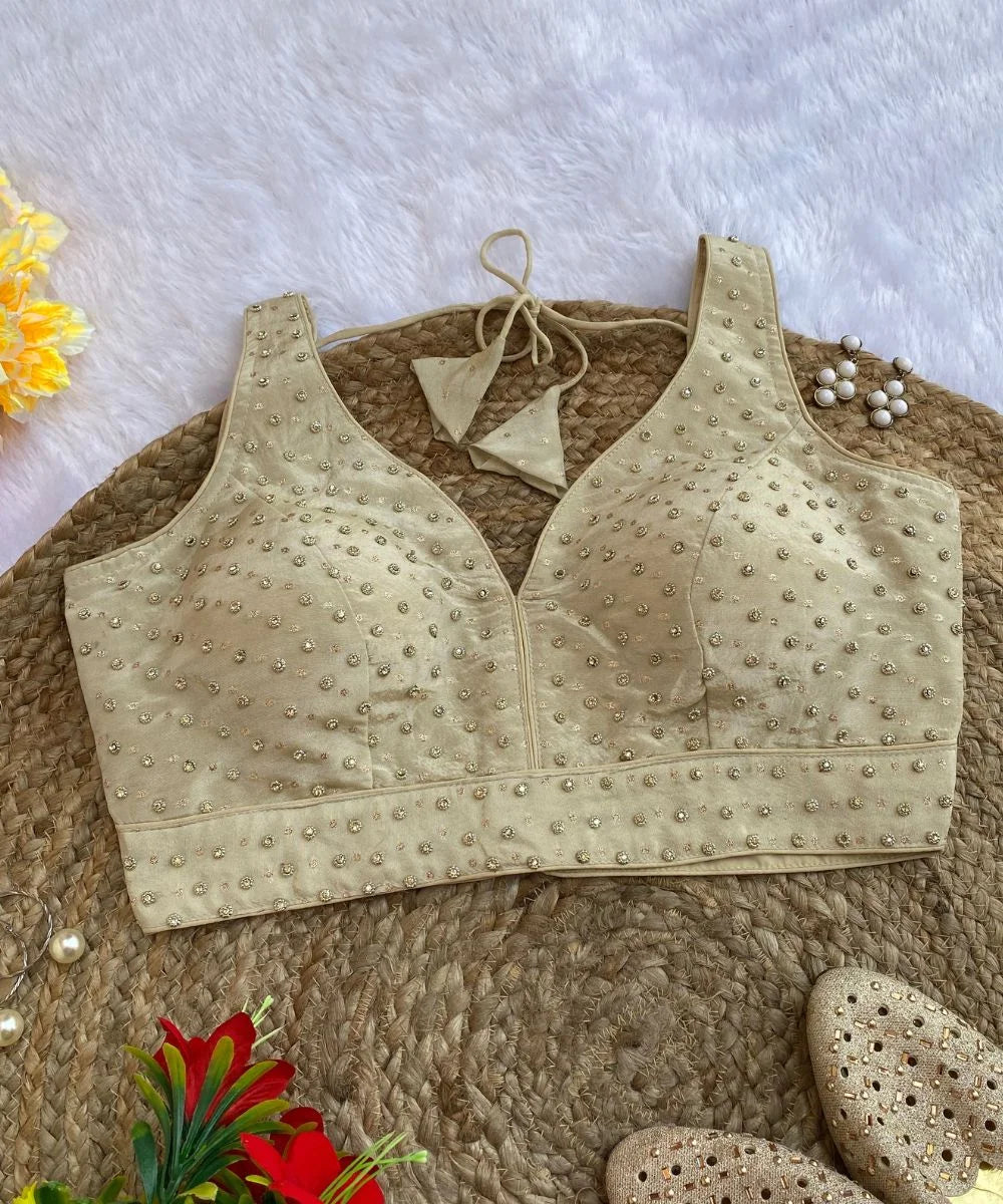 Beige Colored Embellished Blouse
