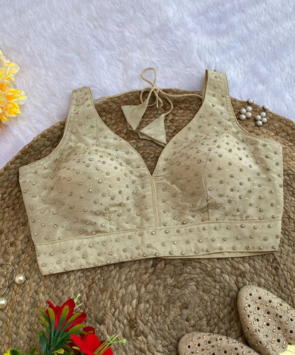 Beige Colored Embellished Blouse
