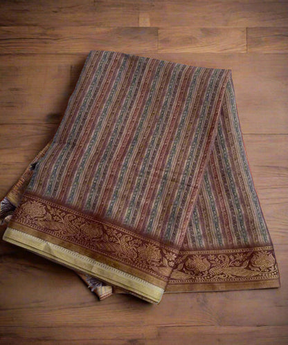 Self-Striped Silk Blend Saree