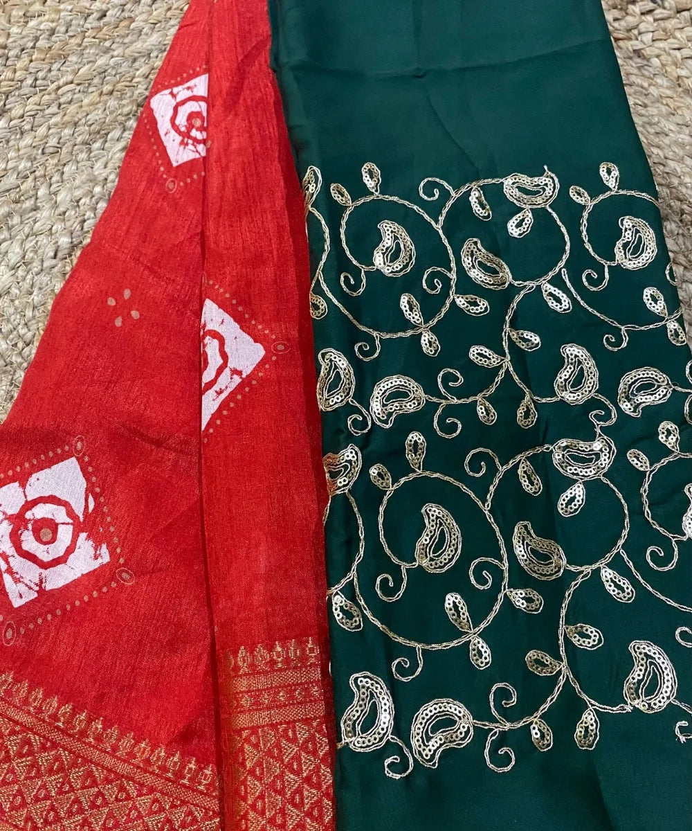Red Bandhej Saree Online