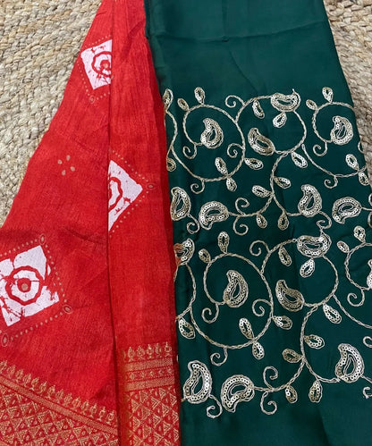 Red Bandhej Saree Online