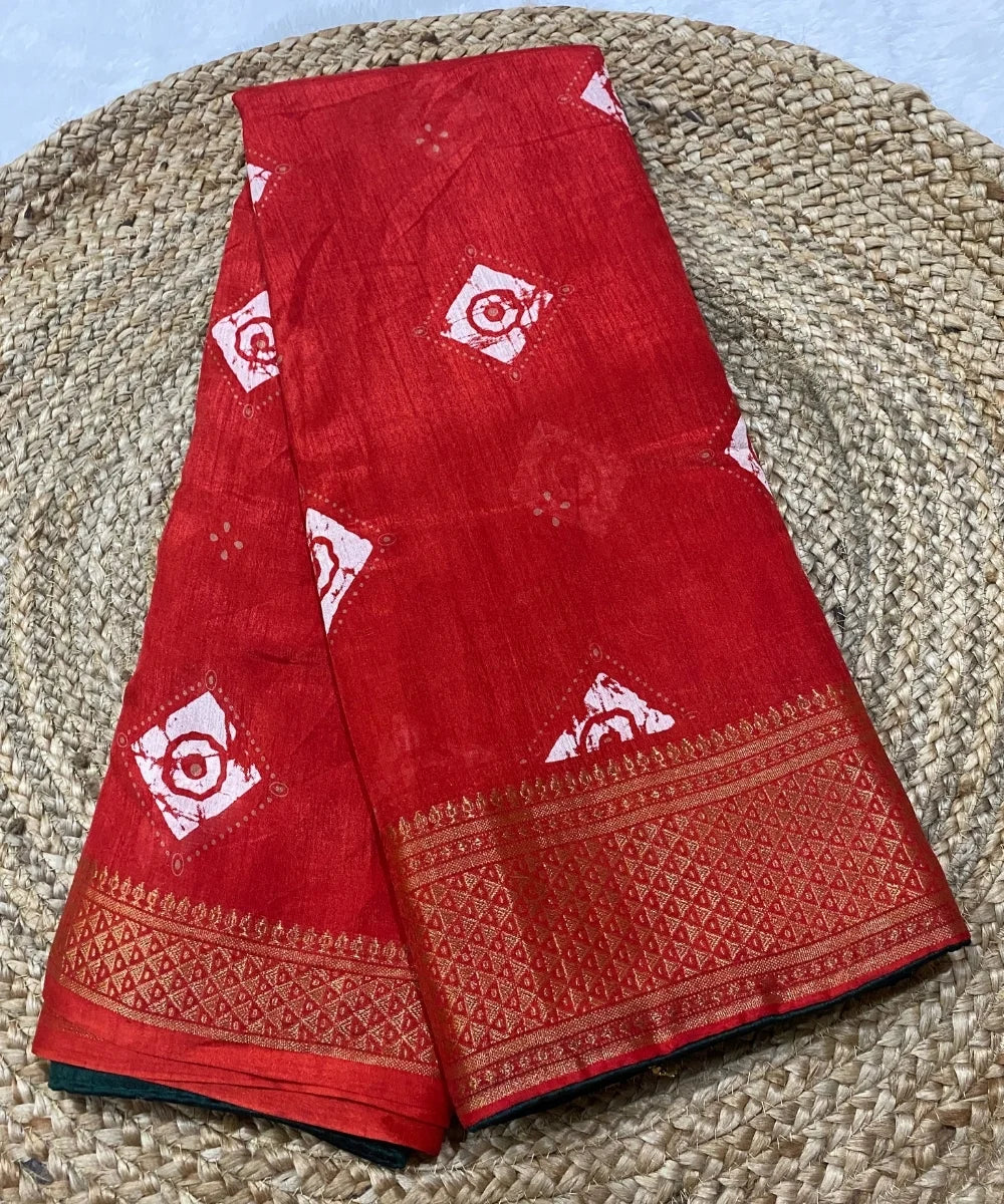 Red Bandhej Saree Online