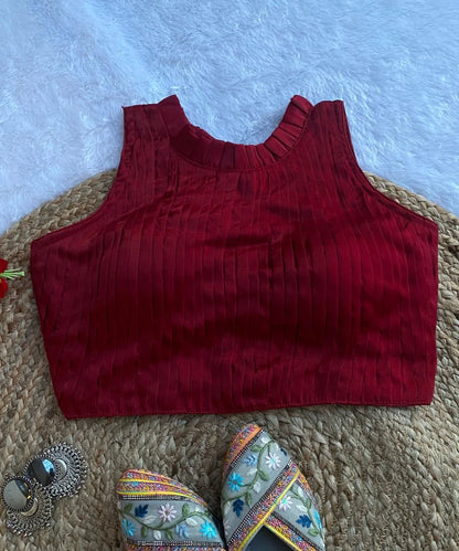 Maroon Colored Self-Designed Blouse