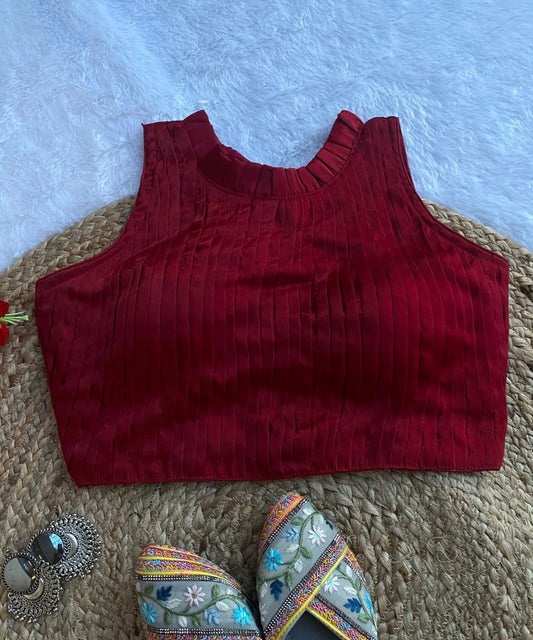 Maroon Colored Self-Designed Blouse