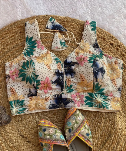 White Floral Printed Blouse