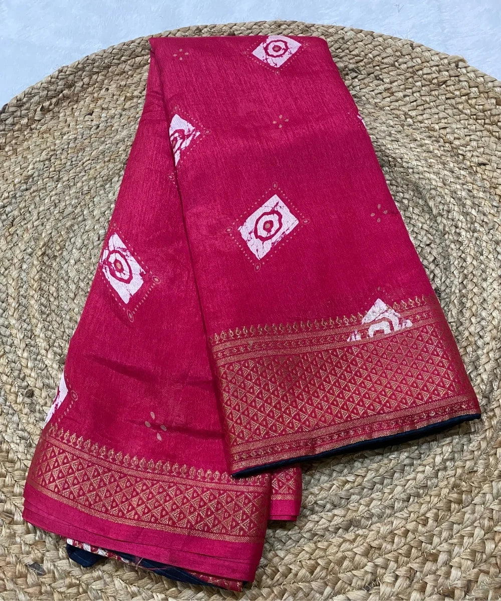Pink Bhandej Saree for Karwa Chauth