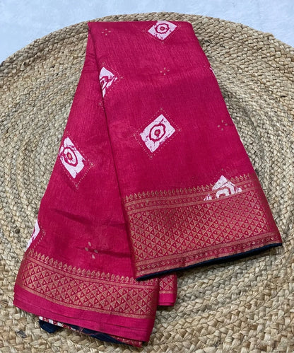 Pink Bhandej Saree for Karwa Chauth