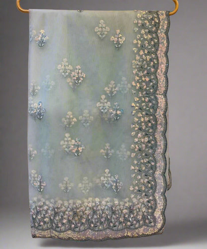 Blue Bloom Net Saree