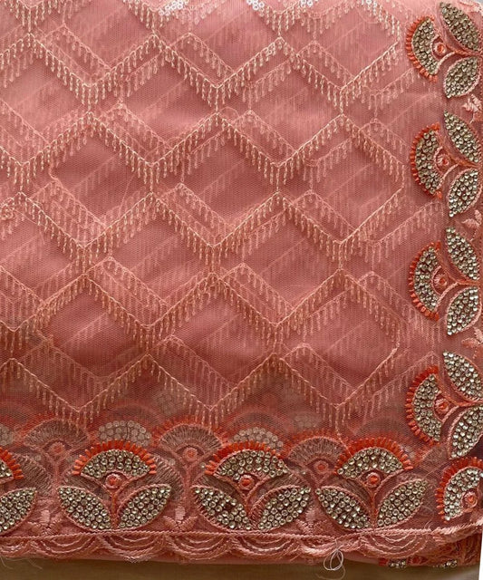 Net Peach Saree