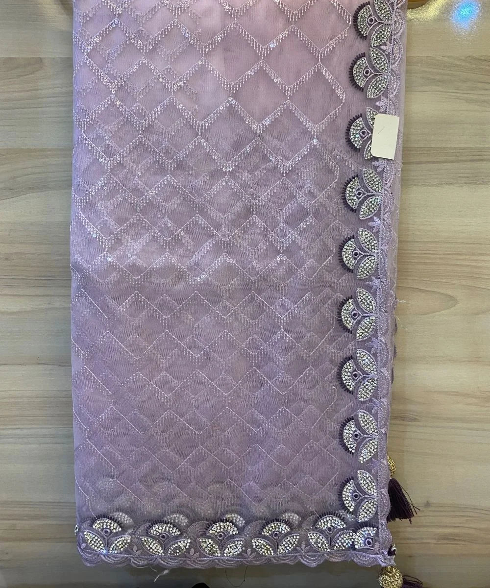 Net Lavender Saree