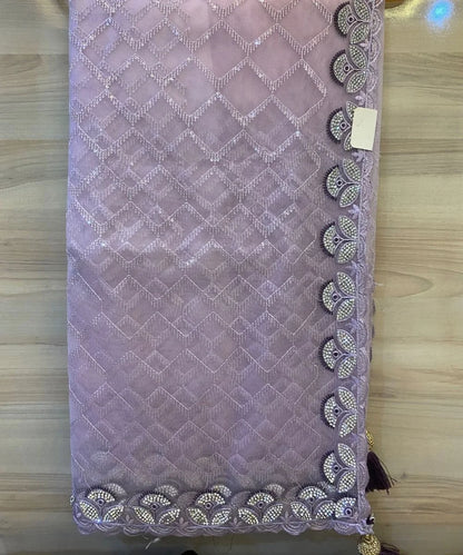 Net Lavender Saree