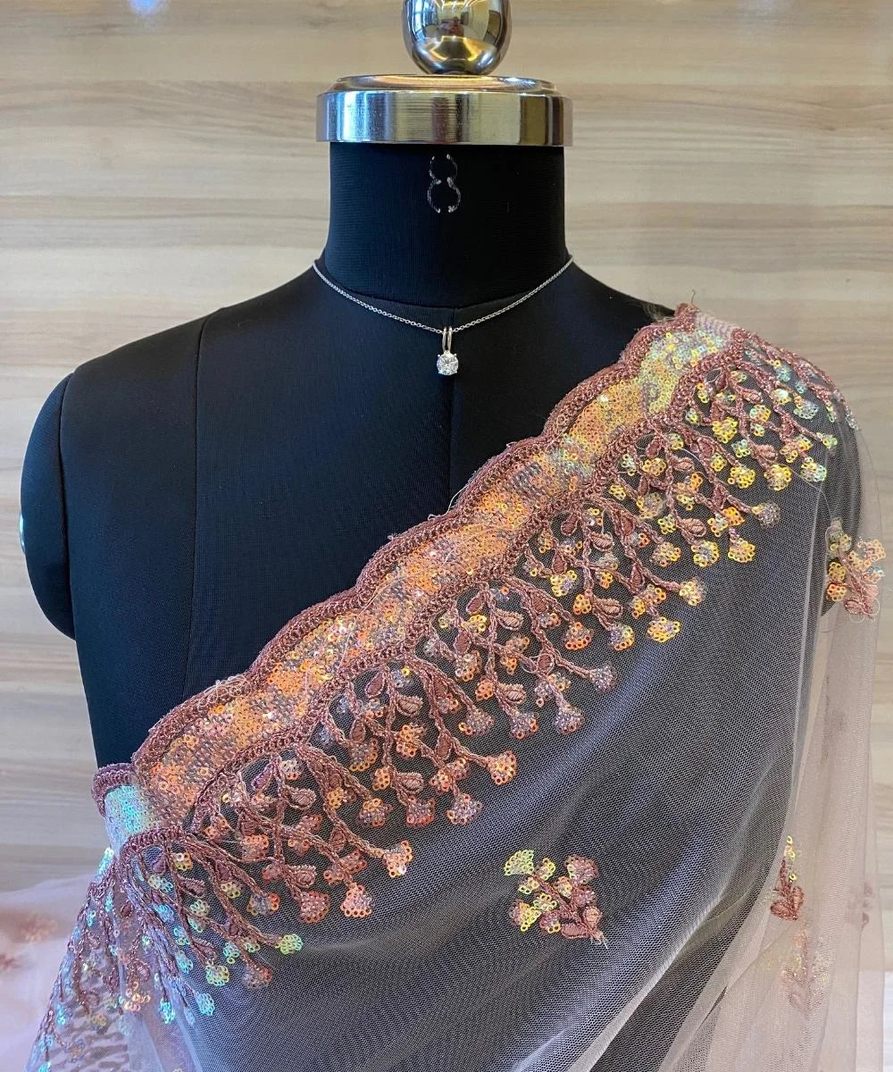 Sequin Bloom Net Saree