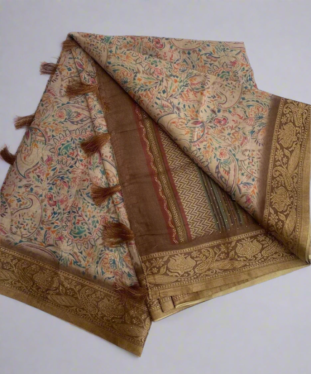 Beige Colored Formal Saree