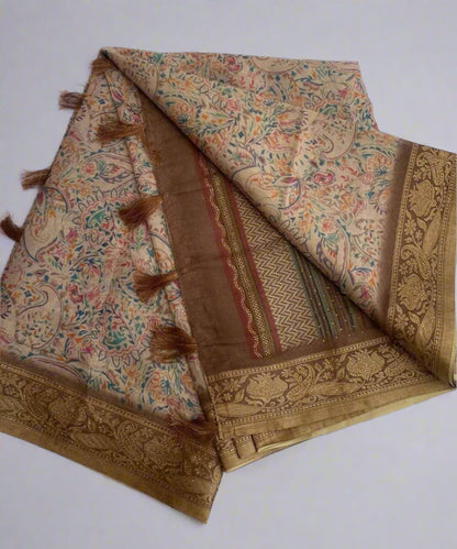 Beige Colored Formal Saree