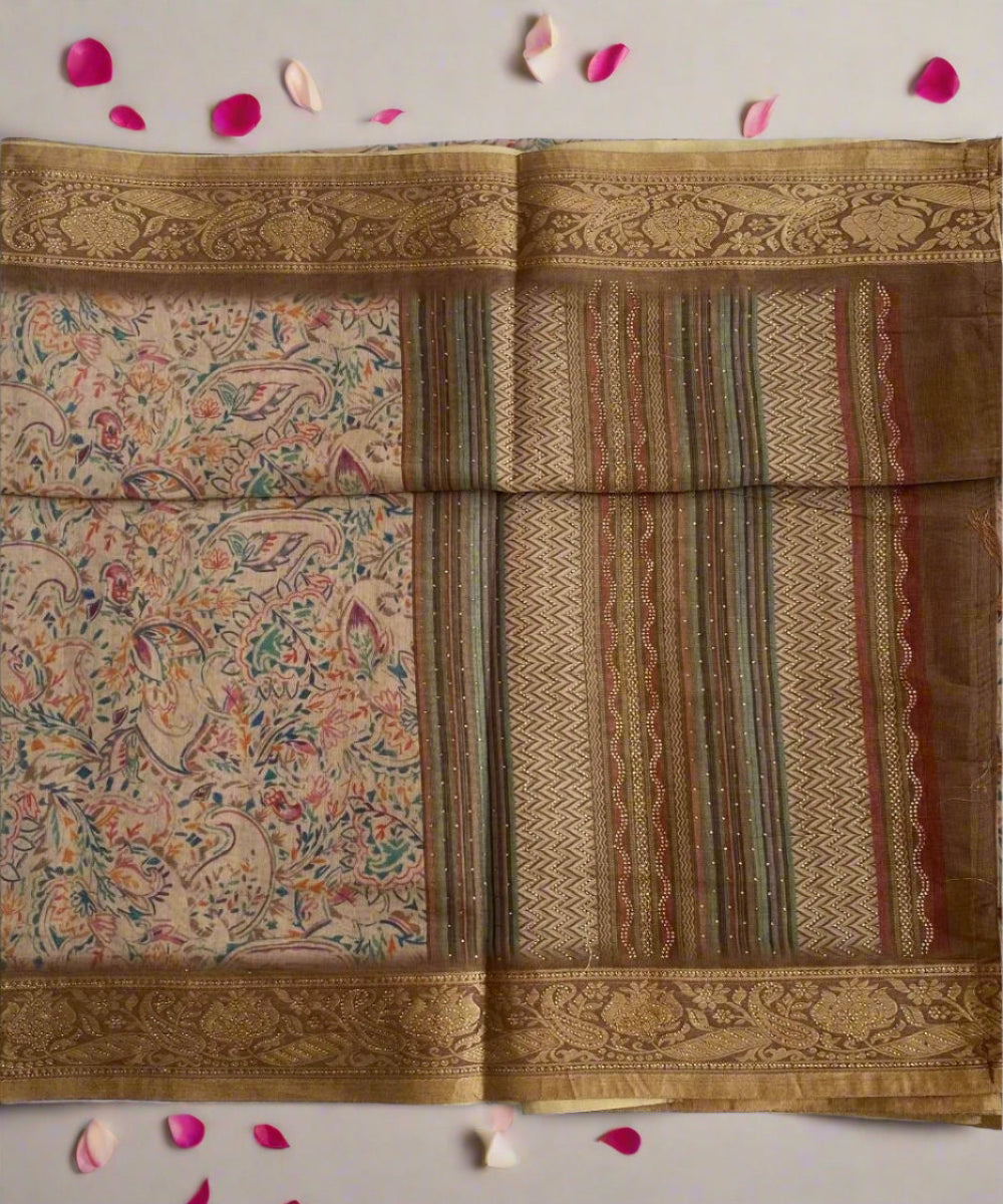 Beige Colored Formal Saree