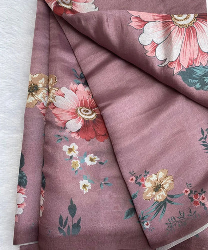 Purple Floral Print Saree