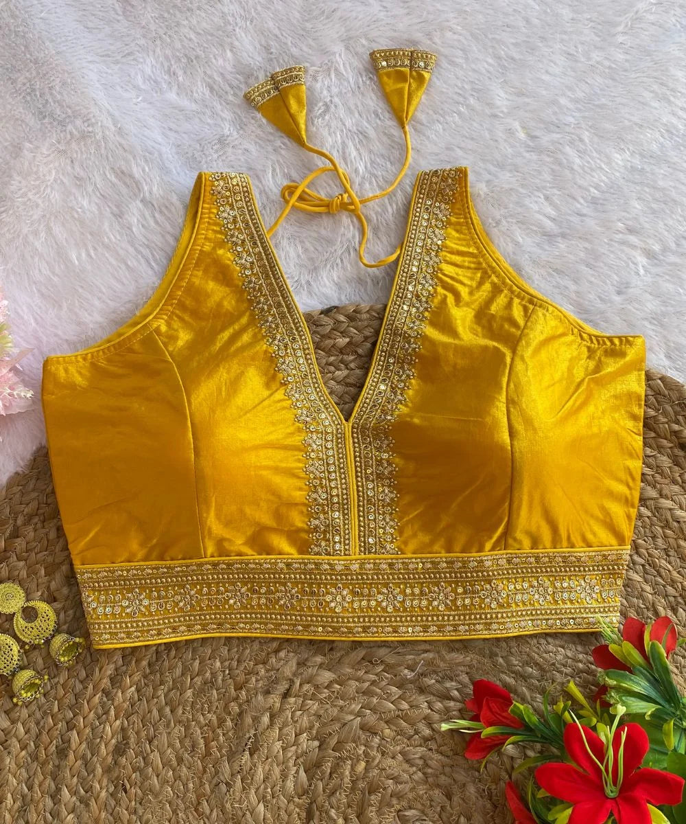 Yellow Embroidered Wedding Blouse 