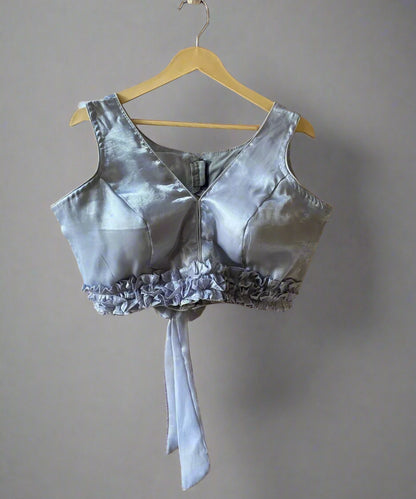 Grey Ruffled Party Wear Blouse