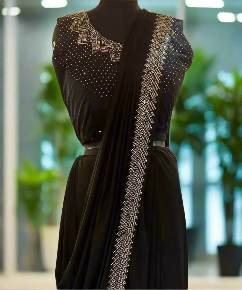 Bold Black One Minute Saree
