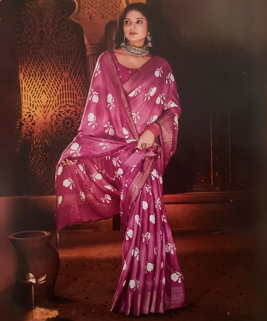 Pretty Pink Floral Saree
