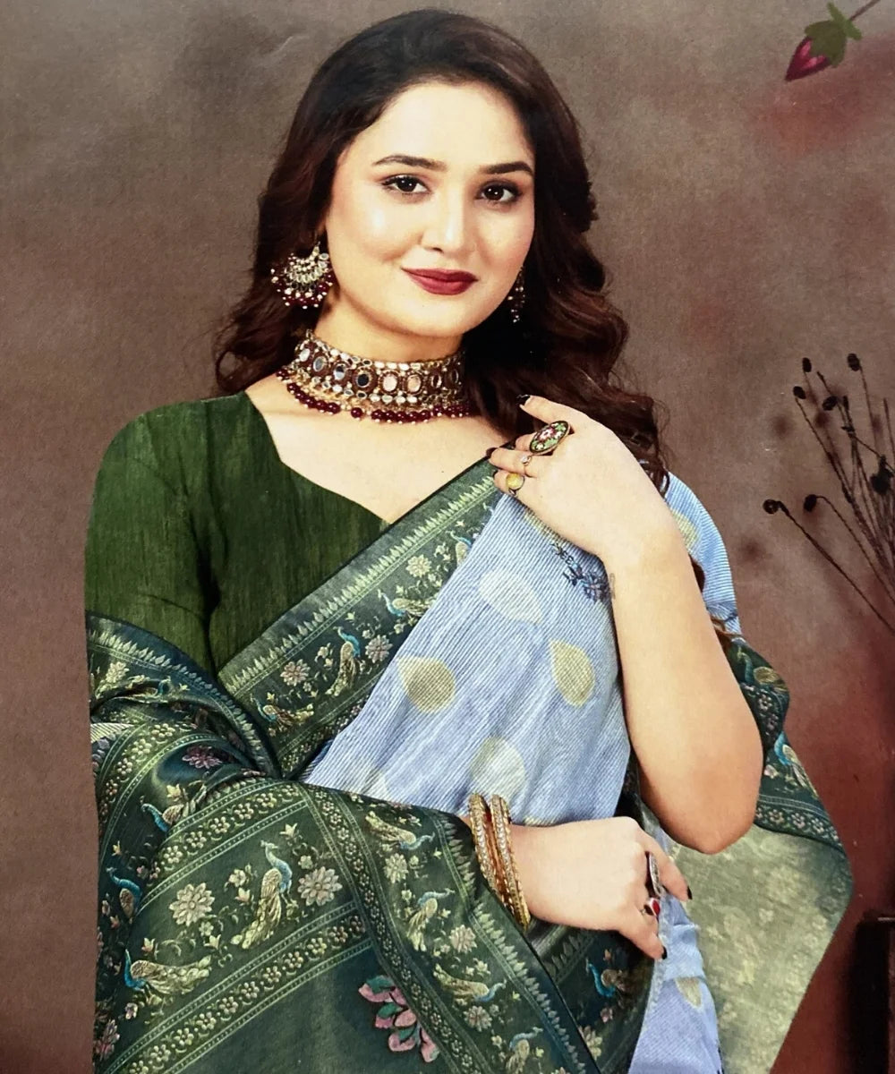 Printed Saree with Peacock Design – Formal Office Saree