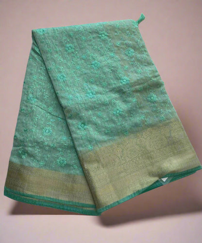 Sea Green Colored Saree
