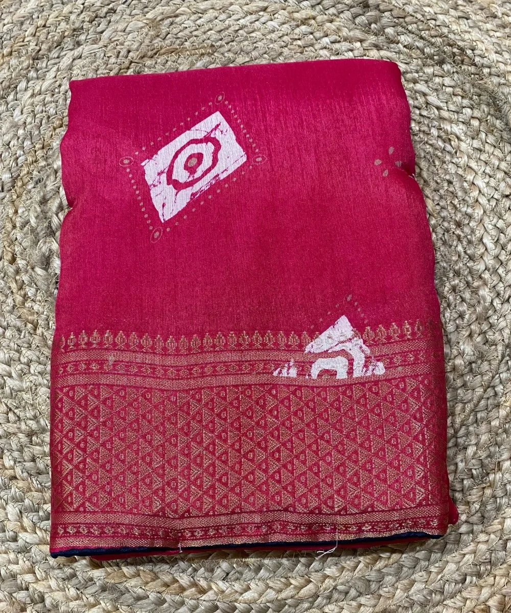 Pink Bhandej Saree for Karwa Chauth