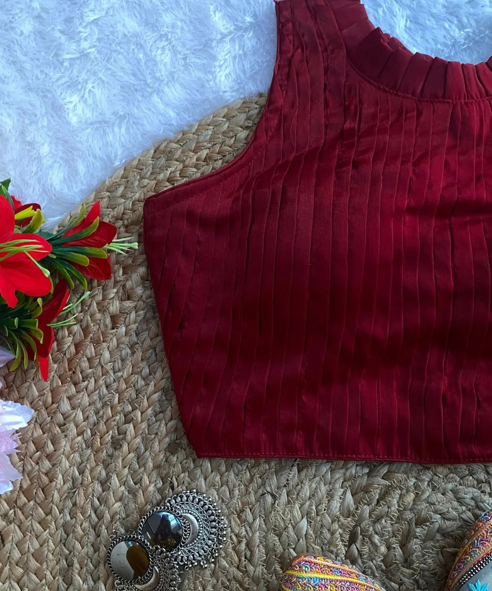 Maroon Colored Self-Designed Blouse