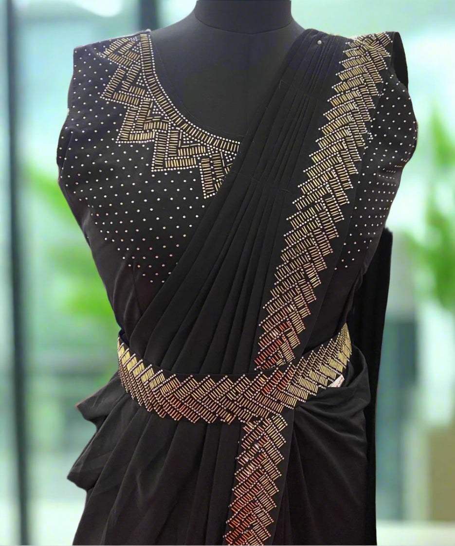 Bold Black One Minute Saree