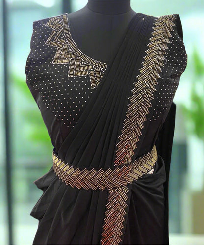 Bold Black One Minute Saree