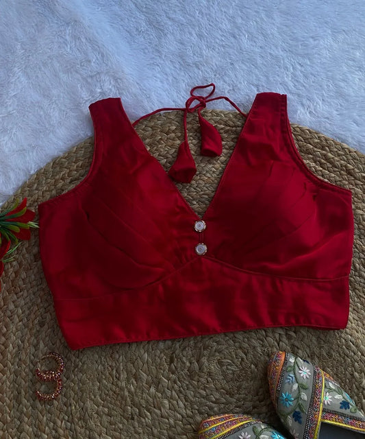 Red Colored Sleeveless Blouse
