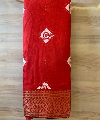 Red Bandhej Saree Online