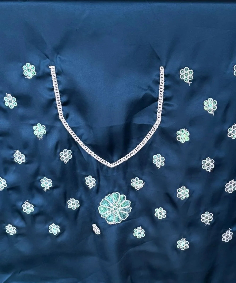 Sea Blue Floral Saree