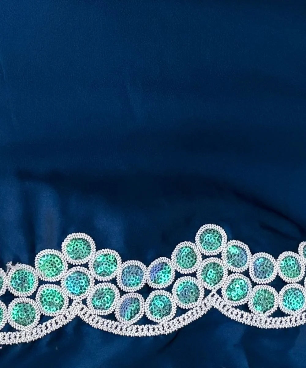 Sea Blue Floral Saree