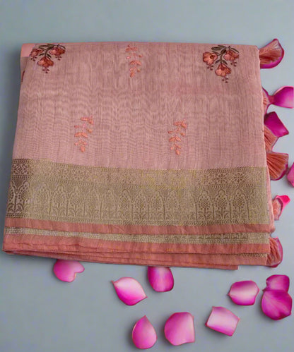 Peach Colored Floral Saree
