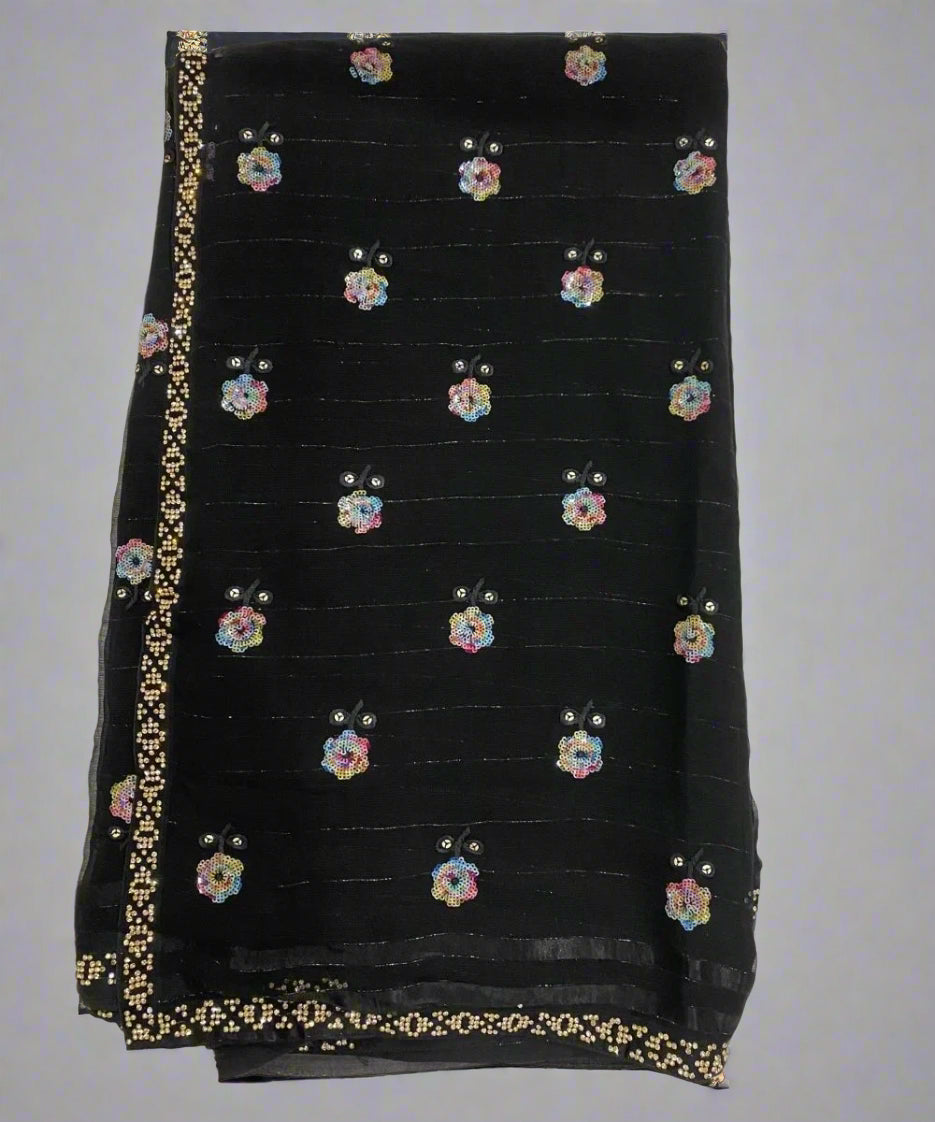 Black Chiffon Saree for Cocktail Party