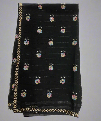 Black Chiffon Saree for Cocktail Party