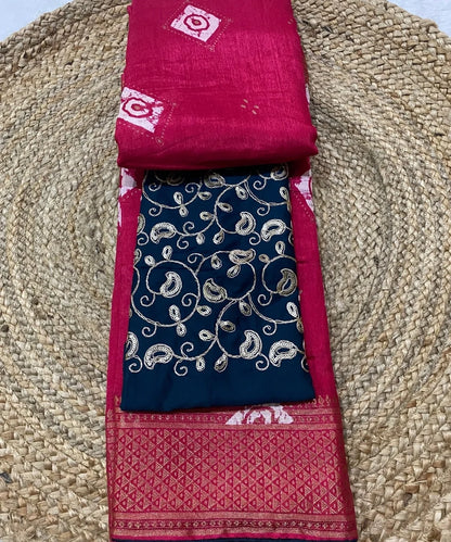 Pink Bhandej Saree for Karwa Chauth