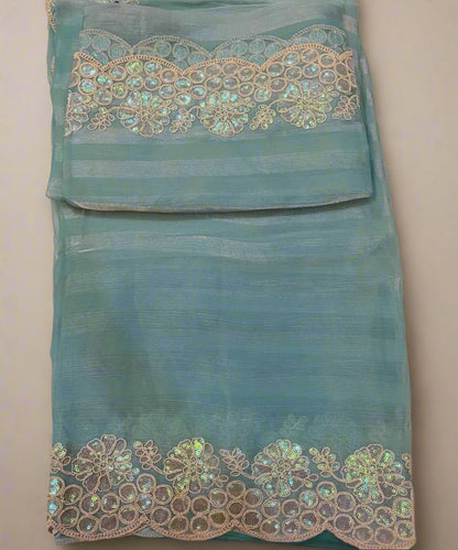 Sea Blue Floral Saree