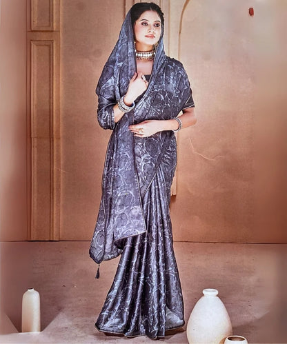 Gracious Grey Floral Saree