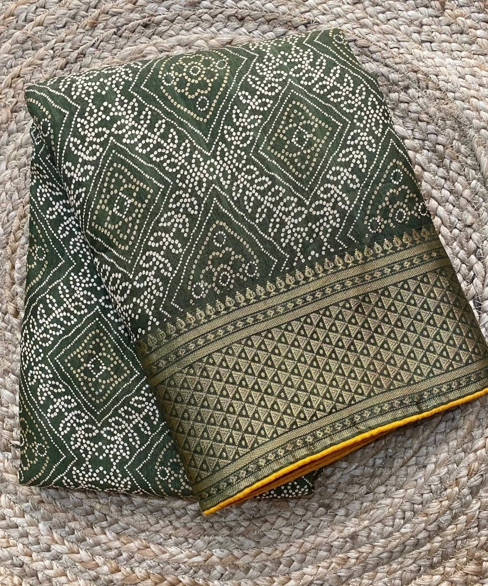 Green Bandhani Saree with Blouse