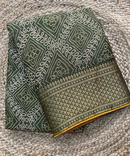 Green Bandhani Saree with Blouse