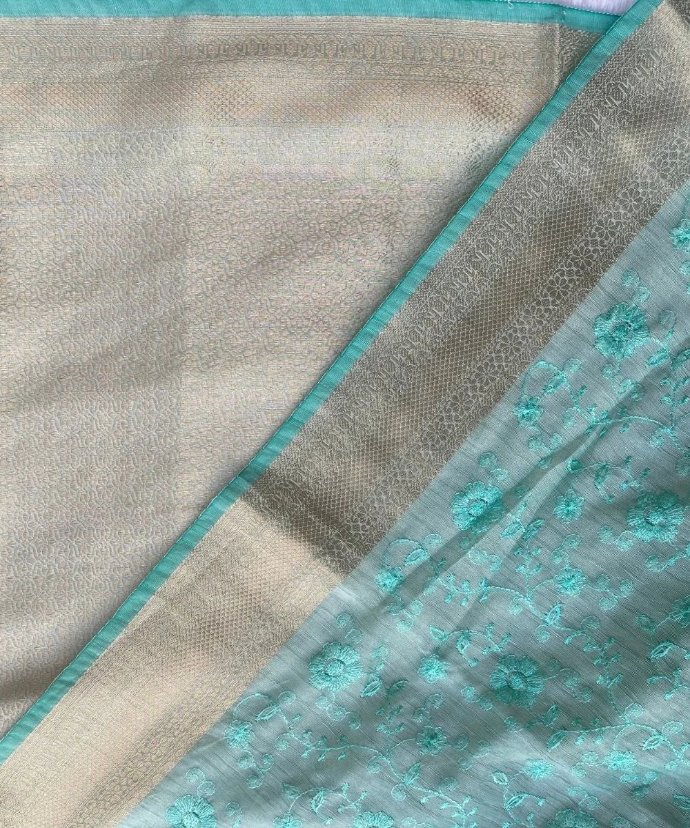 Sea Green Colored Saree