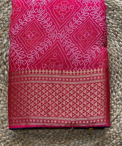 Pink Bandhani Cotton Silk Saree